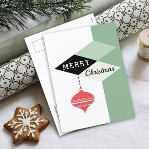 Retro Mid-Century Modern Merry Christmas Holiday Postcard