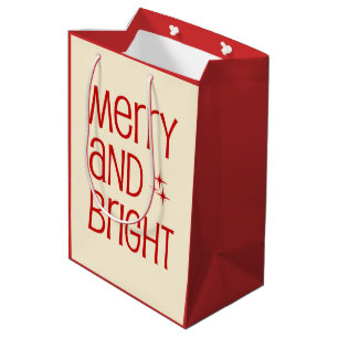 Retro Mid-Century Modern Minimal Merry & Bright Medium Gift Bag