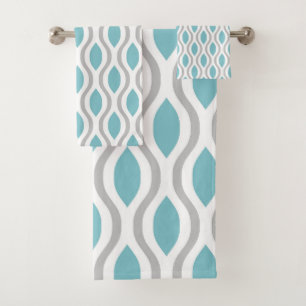 Retro Mid Century Modern Ogee Pattern Bath Towel Set