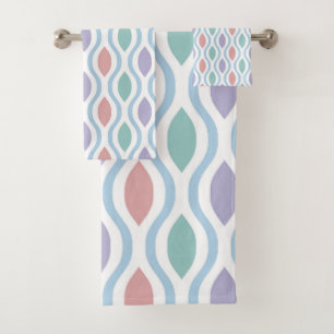 Retro Mid Century Modern Ogee Pattern Bath Towel Set