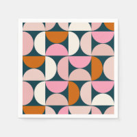 Retro Mid Century Modern Pattern Blue Blush Pink