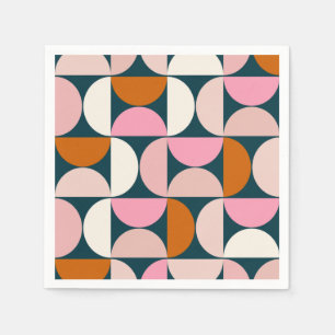 Retro Mid Century Modern Pattern Blue Blush Pink Napkin