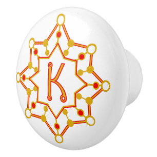 Retro Mid-Century Modern Personalised Initial Ceramic Knob