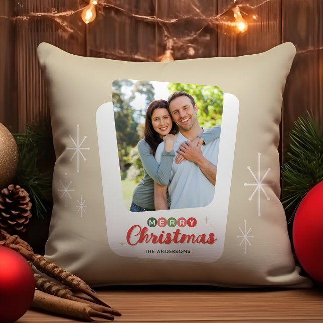 Retro Mid-century Modern Photo Christmas Cushion (Creator Uploaded)