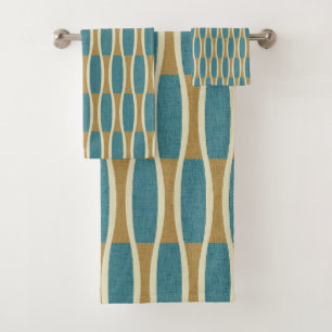 Retro Mid Century Modern Pin Stripes Pattern Bath Towel Set