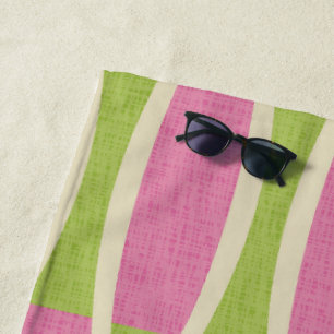 Retro Mid Century Modern Pin Stripes Pattern Beach Towel