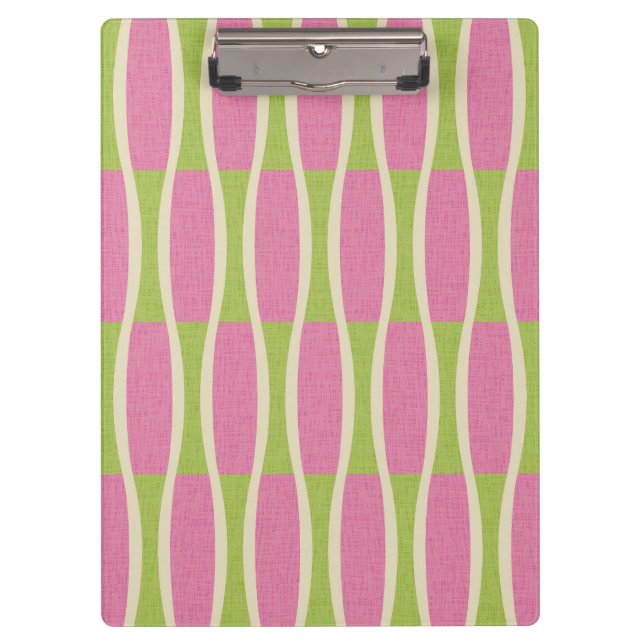Retro Mid Century Modern Pin Stripes Pattern Clipboard (Front)