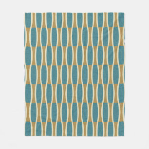 Retro Mid Century Modern Pin Stripes Pattern Fleece Blanket