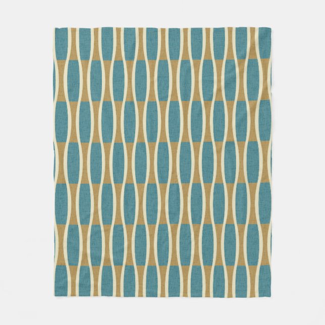 Retro Mid Century Modern Pin Stripes Pattern Fleece Blanket (Front)