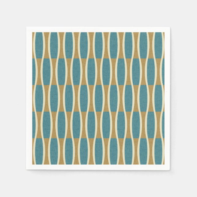 Retro Mid Century Modern Pin Stripes Pattern Napkin (Front)