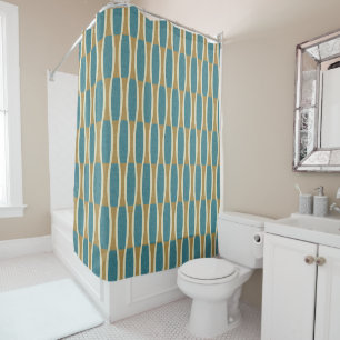 Retro Mid Century Modern Pin Stripes Pattern Shower Curtain
