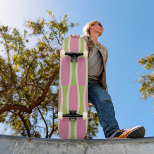 Retro Mid Century Modern Pin Stripes Pattern Skateboard