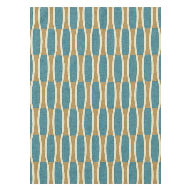 Retro Mid Century Modern Pin Stripes Pattern Tablecloth (Front)