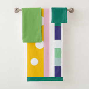 Retro Mid-century modern Pop art inspired Bath Towel Set
