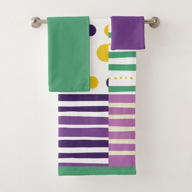 Retro Mid-century modern Pop art inspired Bath Towel Set (Insitu)