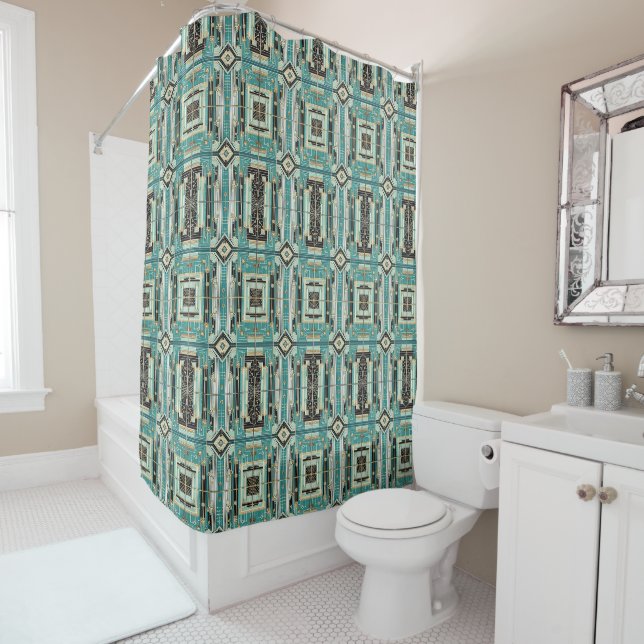 Retro Mid Century Modern Shower Curtain (In Situ)