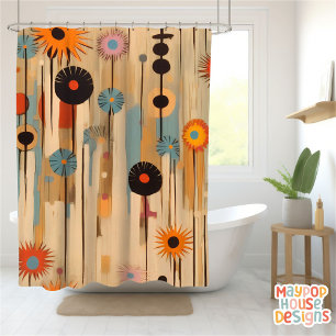 Retro Mid Century Modern Shower Curtain