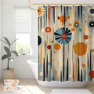 Retro Mid Century Modern Shower Curtain