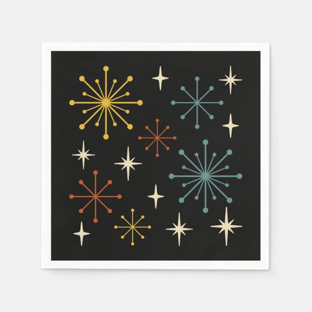 Retro Mid Century Modern Starburst Pattern Napkin (Front)