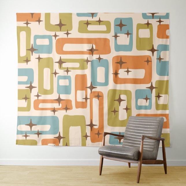Retro Mid Century Modern Tapestry (In Situ (Horizontal))