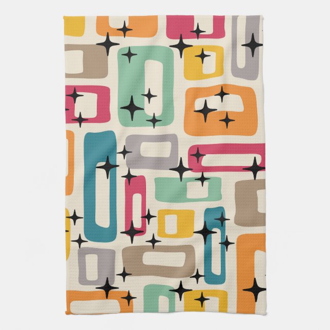 Retro Mid Century Modern Tea Towel (Vertical)