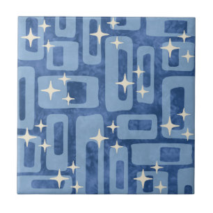 Retro Mid Century Modern Tie Dye Abstract Pattern Ceramic Tile