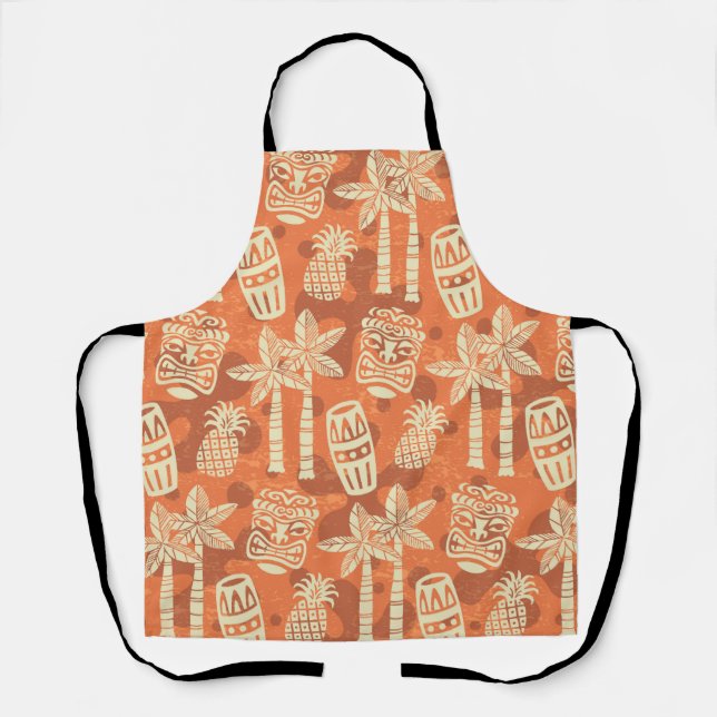 Retro Mid Century Modern Tiki Pattern Apron (Front)
