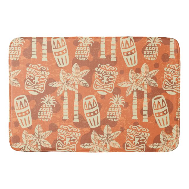 Retro Mid Century Modern Tiki Pattern Bath Mat (Front)