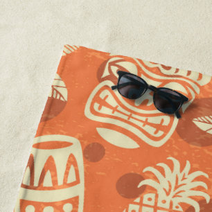 Retro Mid Century Modern Tiki Pattern Beach Towel
