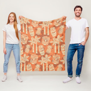 Retro Mid Century Modern Tiki Pattern Fleece Blanket