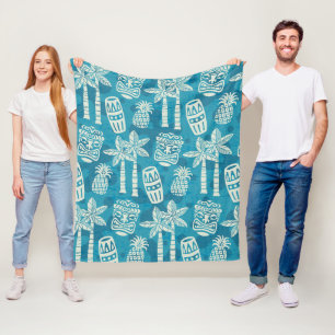 Retro Mid Century Modern Tiki Pattern Fleece Blanket