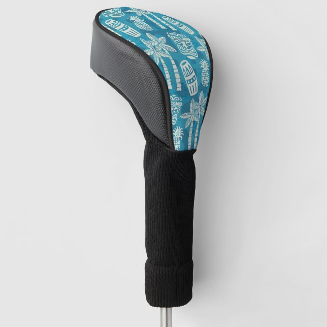 Retro Mid Century Modern Tiki Pattern Golf Head Cover (Angled)