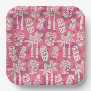 Retro Mid Century Modern Tiki Pattern Paper Plate