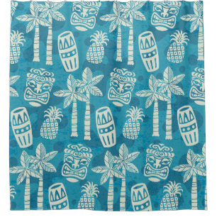 Retro Mid Century Modern Tiki Pattern Shower Curtain