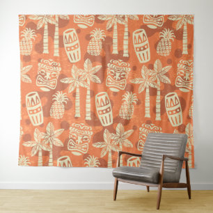 Retro Mid Century Modern Tiki Pattern Tapestry