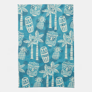 Retro Mid Century Modern Tiki Pattern Tea Towel