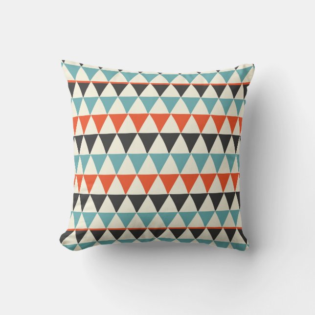 Retro Mid-Century Modern Triangle Pattern Cushion (Front)