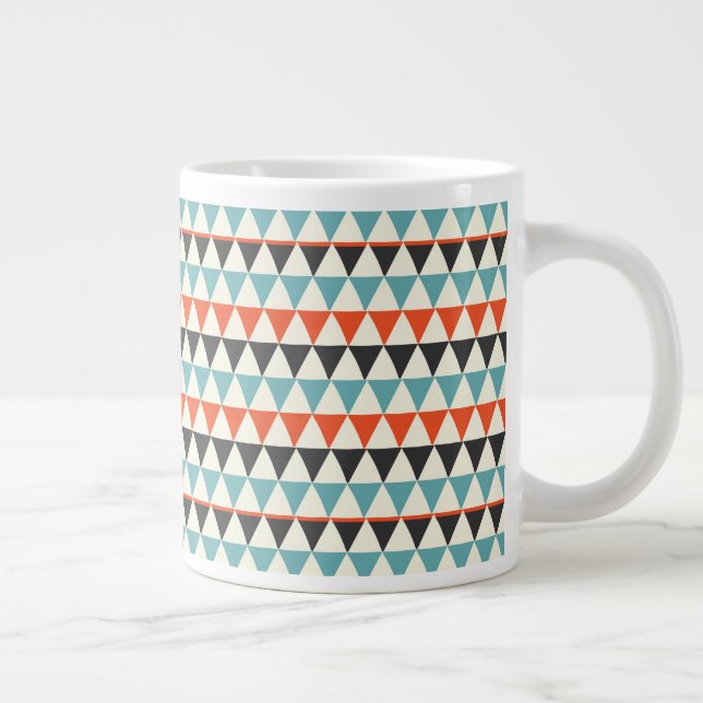Retro Mid-Century Modern Triangle Pattern Large Coffee Mug (Right)