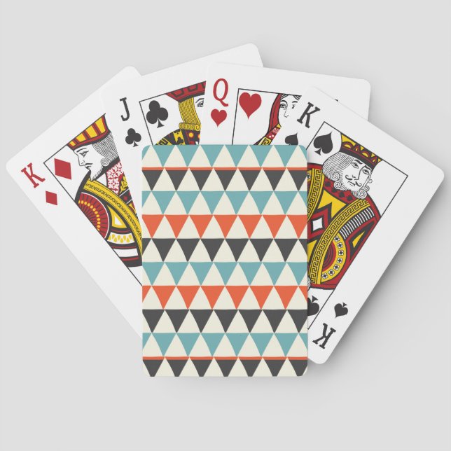 Retro Mid-Century Modern Triangle Pattern Playing Cards (Back)