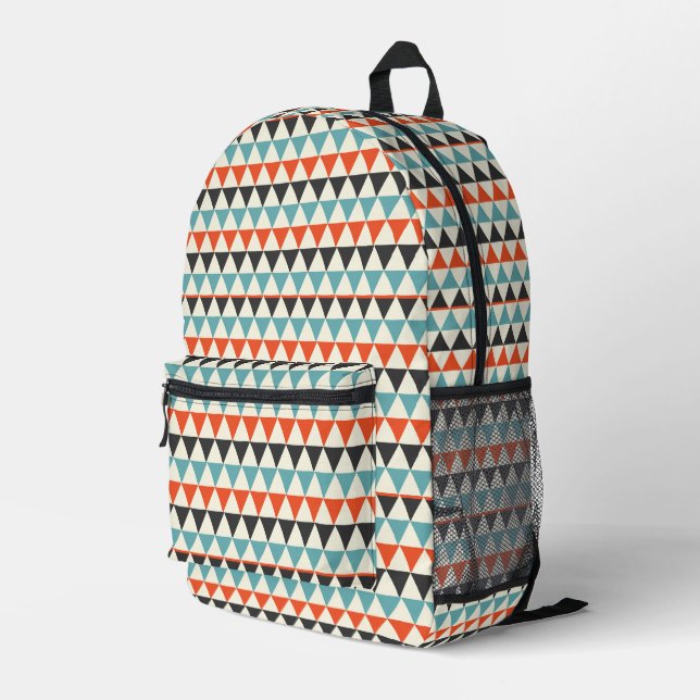 Retro Mid-Century Modern Triangle Pattern Printed Backpack (Back Corner Right)