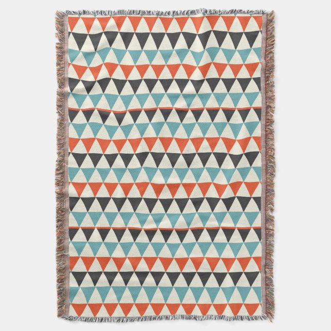 Retro Mid-Century Modern Triangle Pattern Throw Blanket (Front Vertical)