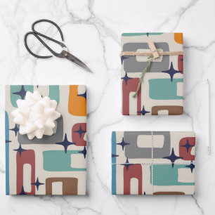 Retro Mid Century Modern Wrapping Paper Sheet