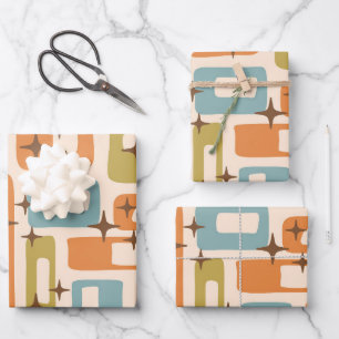 Retro Mid Century Modern Wrapping Paper Sheet