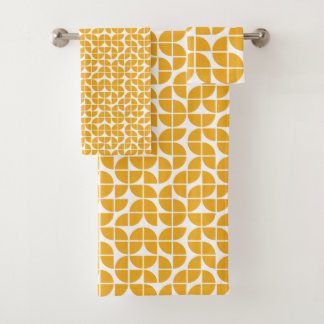 Retro Mid Century Modern Yellow Bath Towel Set