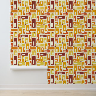Retro Mid Century Modern Yellow Capsule Removable Wallpaper