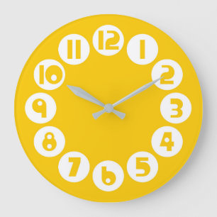 Retro Mid Century Modern Yellow Large Clock