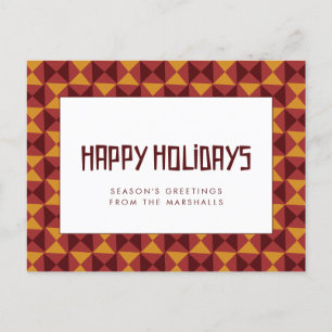 Retro mid century pattern Happy Holidays Postcard