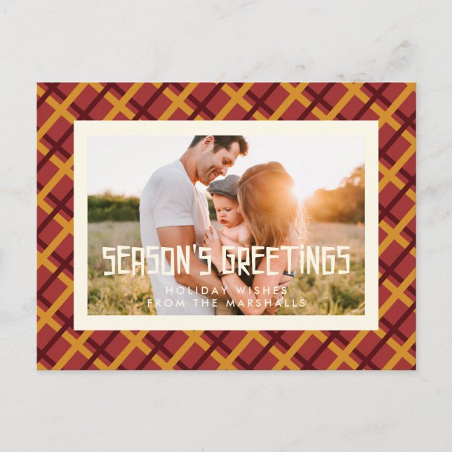 Retro mid century pattern Season's Greetings photo Postcard (Front)