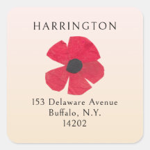 Retro Mid-Century Red Poppy Cute Return Address