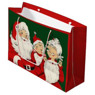 Retro Mid-Century Santa Family – Kitsch Claus Large Gift Bag